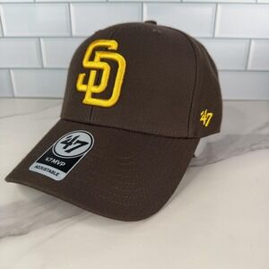 San Diego Padres Hat‎ Cap Strap Back Mens OSFA Wool Blend Brown Yellow 47 MVP
